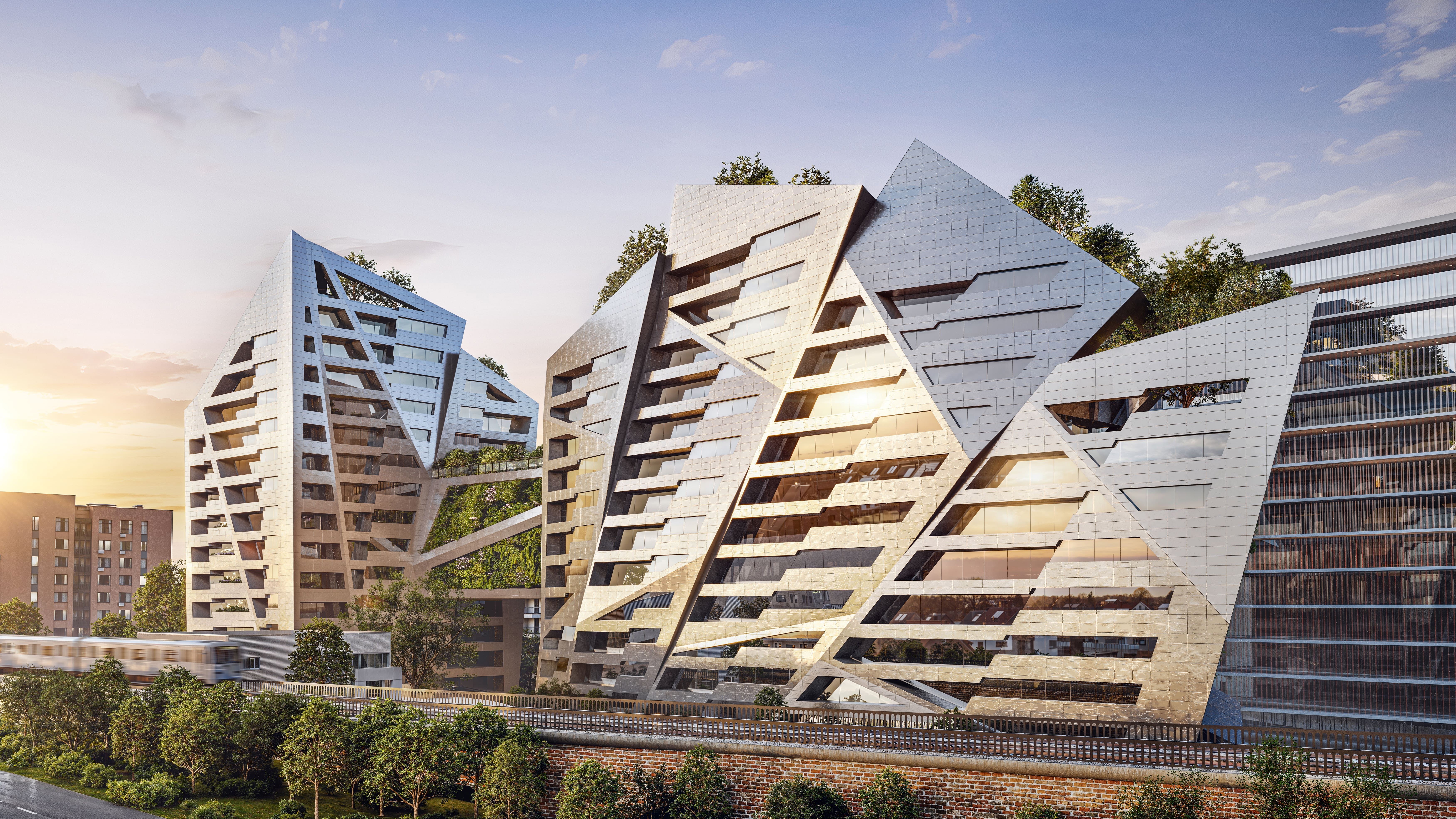 建築外衣的創新語彙 - 折扇幾何下的都市綠洲