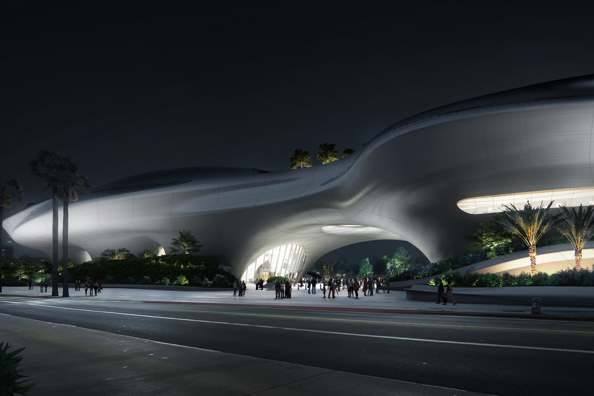 以流線型設計貫穿建築內外的 Lucas Museum of Narrative Art，讓人聯想起 George Lucas 的代表作 《星際大戰》。