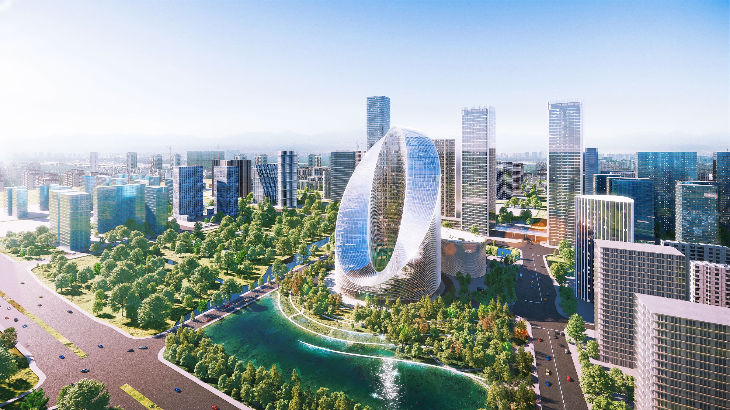 與湖泊公園相鄰的 O-Tower，也將成為調和城市與自然的新地標建築。